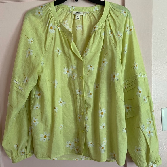 a.n.a Puff Sleeve Light Green Top Size Medium - Picture 1 of 3